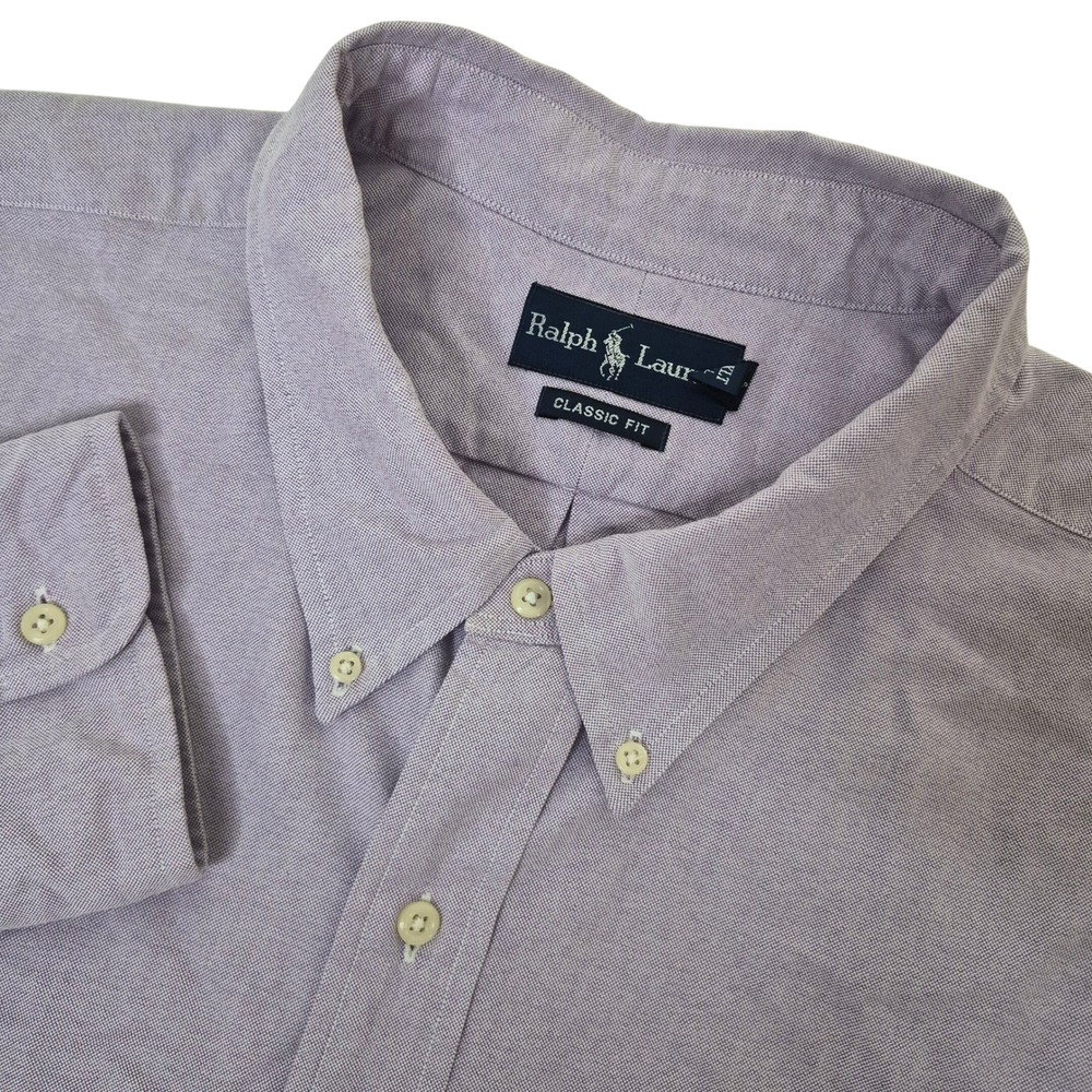 Ralph Lauren Oxford Shirt Men 4XLT Classic Fit Purple Cotton Heritage Flesh Pony